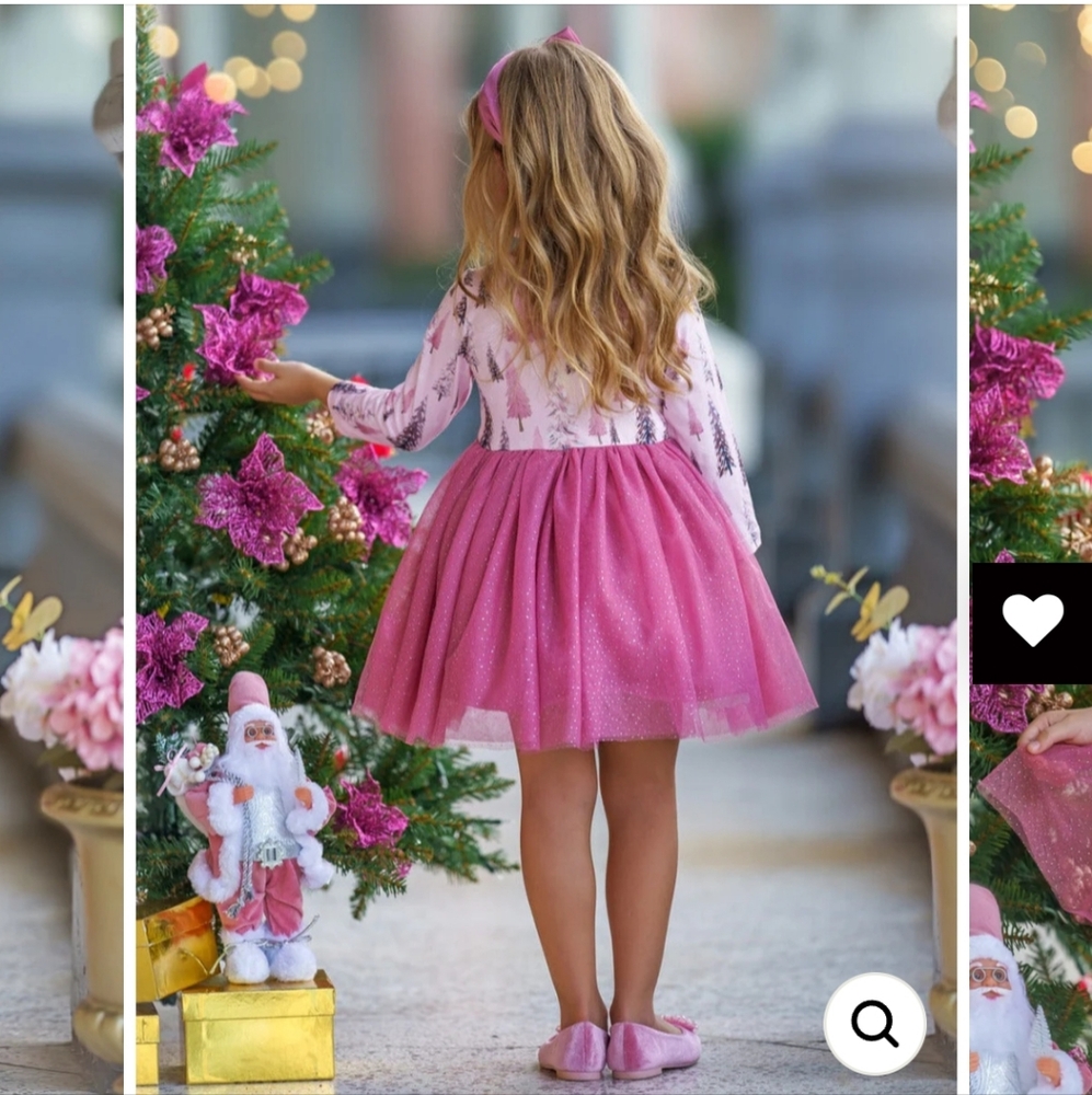 GUC Mia Belle Girls Winter Blush Tree Print Tulle Dress- 4T - Picture 3 of 13